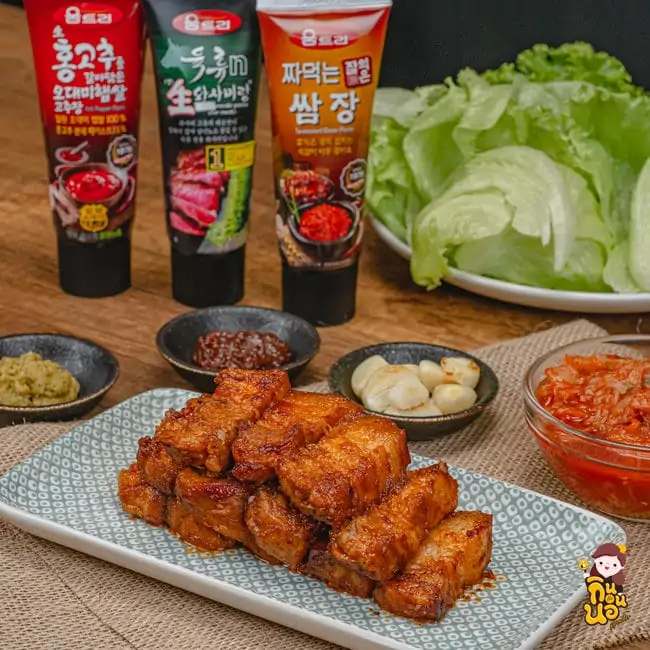 หมูสามชั้นเกาหลี  เมนูเกาหลี หมูสามชั้น วิธีทำหมูสามชั้นเกาหลี วูมทรี