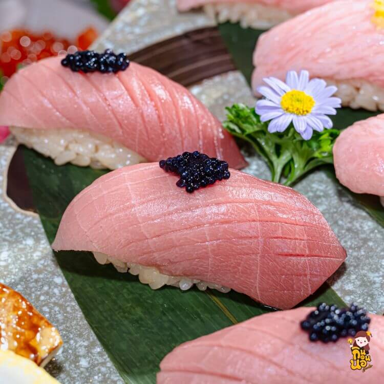 ซูชิหน้าชูโทโร่และโอโทโร่ชิ้นหนา