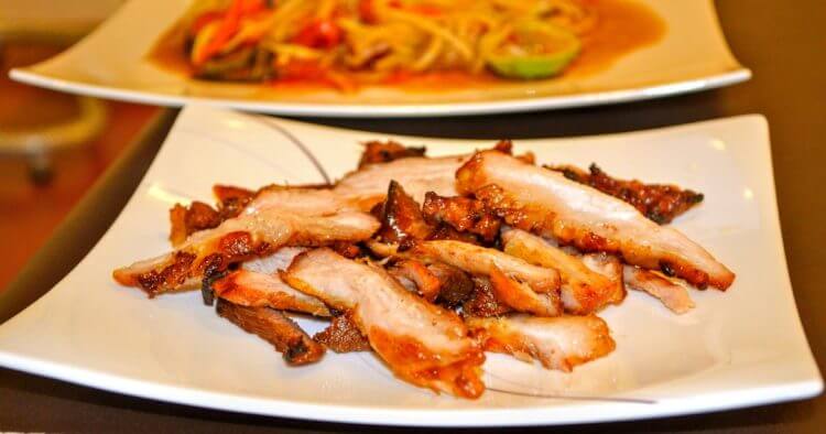 a couple of plates of food on a table