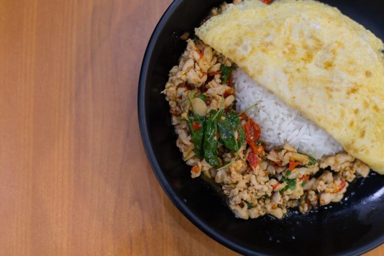 white rice on black plate