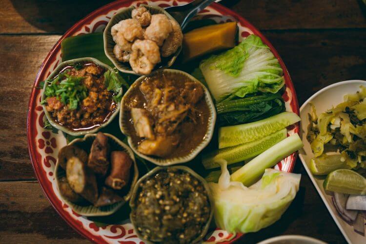 a plate of food that is on a table