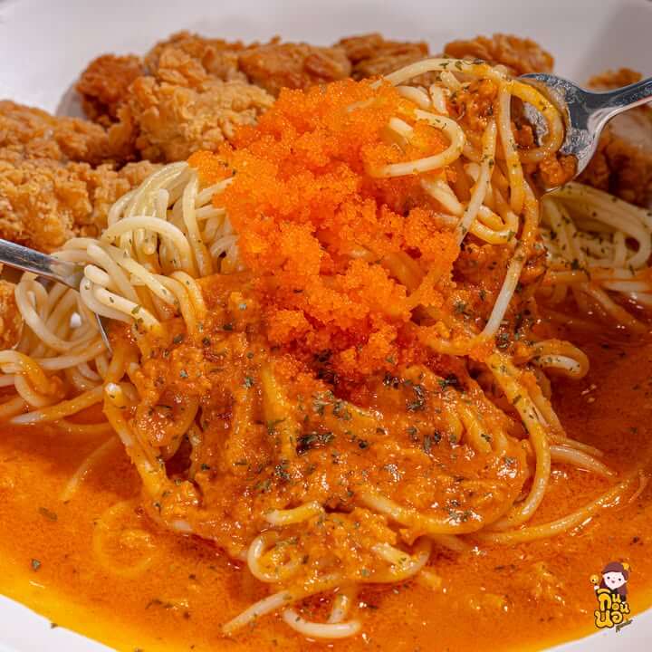 ข้าวไก่เผ็ดไก่ย่างราดซอสกุ้งล็อบสเตอร์